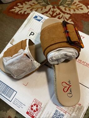 Olivia Miller Tan Wedge Sandals